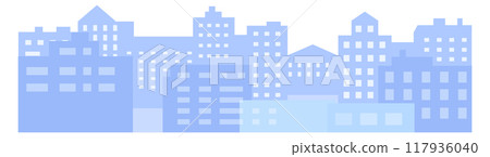 Blue cityscape with urban buildings silhouettes. Downtown landscape 117936040