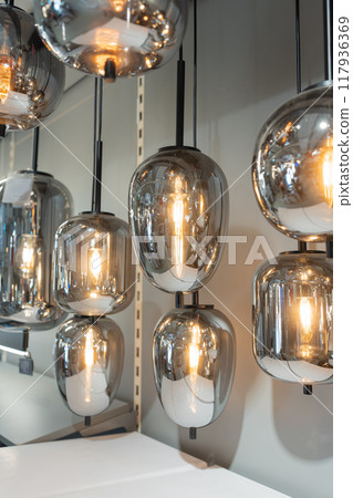 Round glowing tungsten lamp. 117936369