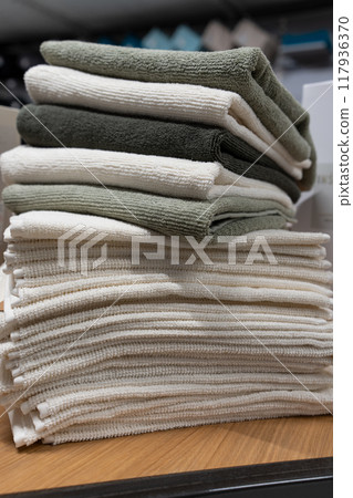 Cotton Bath Bath Towels stack up. 117936370