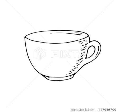Hand draw cup. Coffee or tea cup, isolated on white background. Hand draw cup. Coffee or tea cup, isolated on white background. 117936799