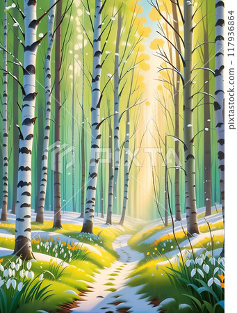 Beautiful spring forest 117936864