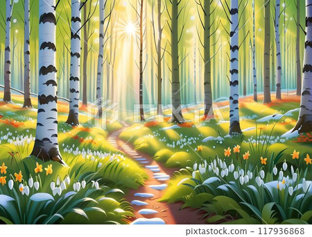 Beautiful spring forest 117936868