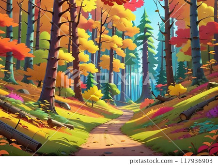 Beautiful autumn forest 117936903