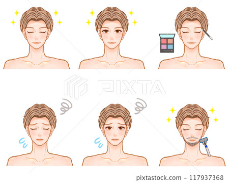 美麗帥氣的成年男性臉部表情插畫素材集 美麗帥氣的成年男性臉部表情插畫素材集 117937368