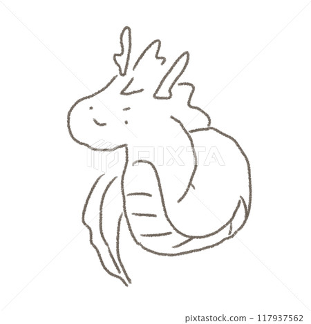 向左的龍的線畫 117937562