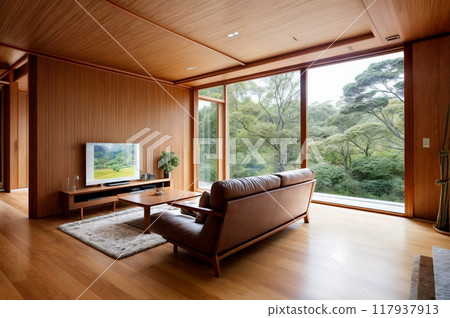 時尚設計師公寓的客廳 117937913