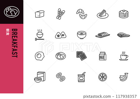 早餐簡單的線條畫圖標 117938357