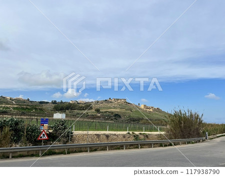 View from the road to the village of Victoria, main city of Gozo, Malta View from the road to the village of Victoria, main city of Gozo, Malta 117938790