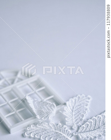 白色窗框和白色葉子的莊嚴氣氛 117938809