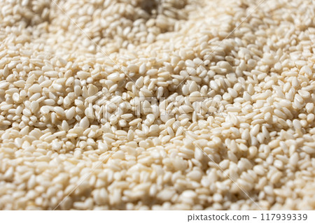 Pile of White Roasted Sesame Macro Side View Pile of White Roasted Sesame Macro Side View 117939339