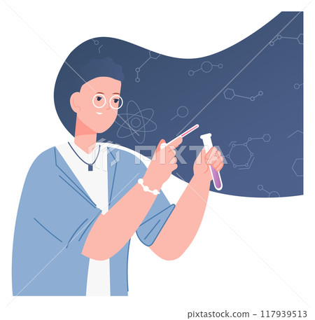 Female scientist character. Biology or medicine research icon Female scientist character. Biology or medicine research icon 117939513