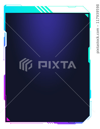 Futuristic game screen with neon black gradient. Cyberpunk interface element 117939598
