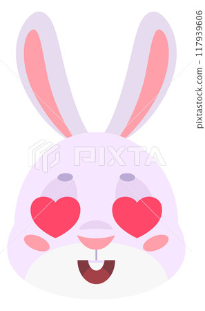 Rabbit with heart eyes. Cute cartoon animal emoji 117939606