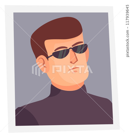 Male portrait photo cartoon icon. Man in sunglasses 117939645