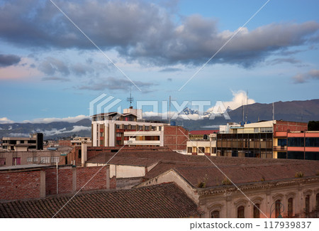 Riobamba cityscape at sunset, Ecuador. 117939837