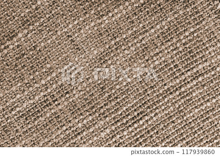 Jacquard diagonal woven coarse weave texture upholstery brown fabric background Jacquard diagonal woven coarse weave texture upholstery brown fabric background 117939860