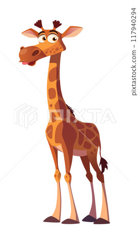 this flat vector illustration depicts a giraffe with its characteristic long neck and spots ideal for educational materials posters and wildlife related content simple and charming design 117940294