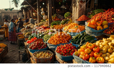 Street food market scene Street food market scene 117940662
