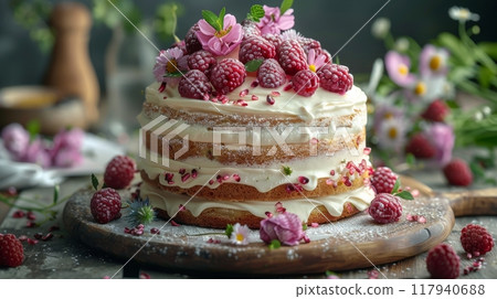 Baking a cake, mixing ingredients, decorating the finished product Baking a cake, mixing ingredients, decorating the finished product 117940688