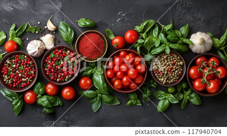 Bowls of fresh food ingredients, fruits and vegetables Bowls of fresh food ingredients, fruits and vegetables 117940704