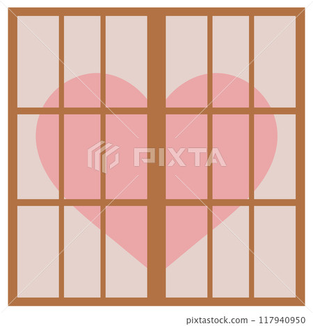 Heart-shaped design shoji screen illustration set Vector Japanese Heart-shaped design shoji screen illustration set Vector Japanese 117940950