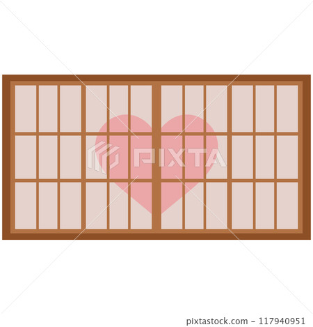 Heart-shaped design shoji screen illustration set Vector Japanese Heart-shaped design shoji screen illustration set Vector Japanese 117940951