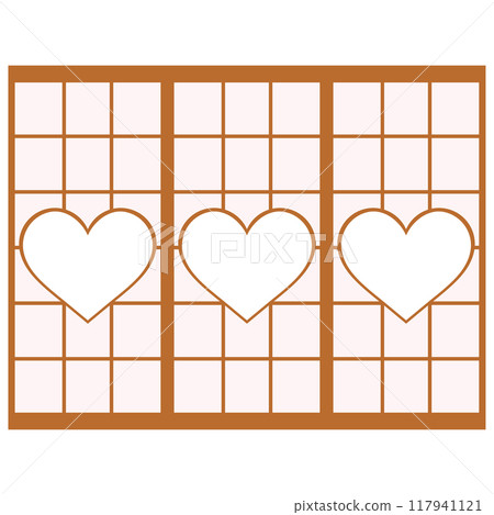 Heart-shaped design shoji screen illustration set Vector Japanese 117941121