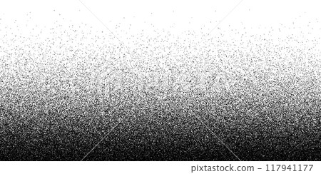 Noise dot grain background with gradient grunge texture, vector halftone fade effect. Abstract grain noise of black irregular dots or grainy monochrome dust sand particles on white background 117941177
