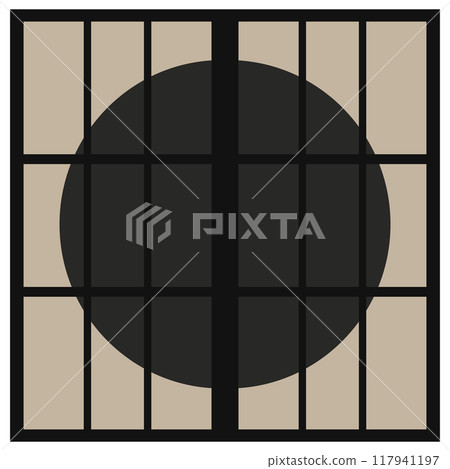 黑色圓形 shoji 插圖向量圓形設計日本 黑色圓形 shoji 插圖向量圓形設計日本 117941197