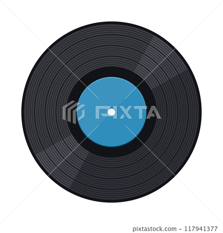 Retro Vinyl Music Records on White Background. Vector 117941377