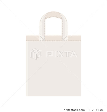 White Cotton Tote Eco bag Mockup on White Background. Vector 117941380