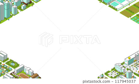 Three-dimensional cityscape seen from above vector illustration 117945037