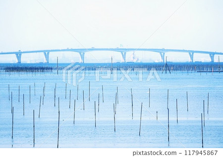 Bridge on water surface 117945867