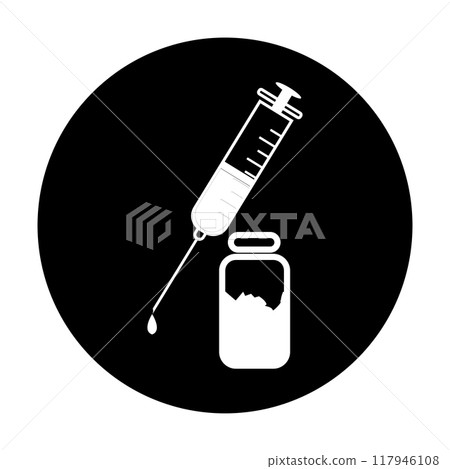 symbol illustration of drug injection symbol illustration of drug injection 117946108