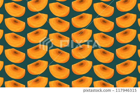 Cut persimmon pattern (green) 117946315