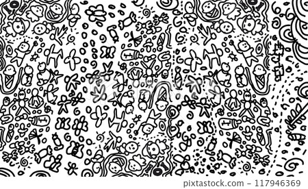 Black and white doodle background illustration Black and white doodle background illustration 117946369