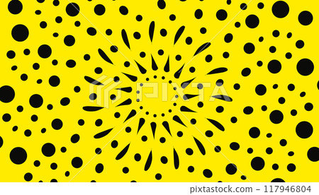 Yellow illustration background with lots of black spots Yellow illustration background with lots of black spots 117946804