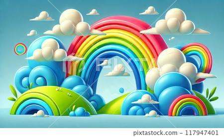彩虹滑稽風格背景圖片 彩虹滑稽風格背景圖片 117947401