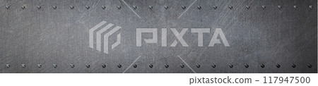 Background texture of metal plate with rivets 117947500