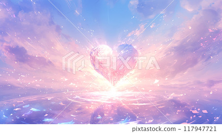 象徵幸福的極光色心形標記插圖 117947721