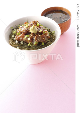 Black porgy miso rice bowl and miso soup Black porgy miso rice bowl and miso soup 117947973