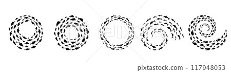 Stunning circles formed by fish schools, creating beautiful undersea shapes. This underwater scene exhibits marine life and aquatic harmony in the ocean environment. Ideal for border and frame design. Stunning circles formed by fish schools, creating beautiful undersea shapes. This underwater scene exhibits marine life and aquatic harmony in the ocean environment. Ideal for border and frame design. 117948053