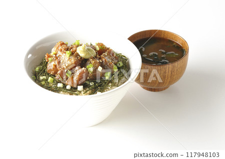 Black porgy miso rice bowl and miso soup 117948103