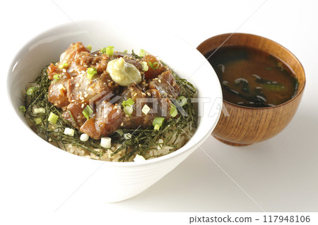 Black porgy miso rice bowl and miso soup Black porgy miso rice bowl and miso soup 117948106
