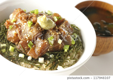 Black porgy miso rice bowl and miso soup Black porgy miso rice bowl and miso soup 117948107