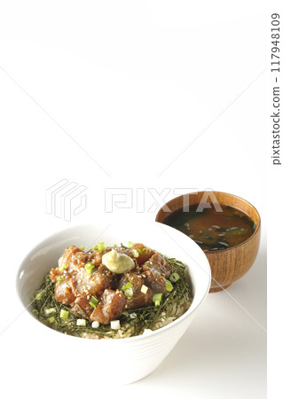 Black porgy miso rice bowl and miso soup 117948109