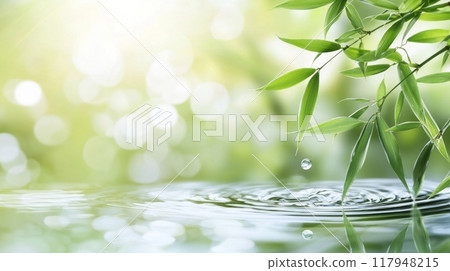 beautiful spa background with bamboo and water 117948215