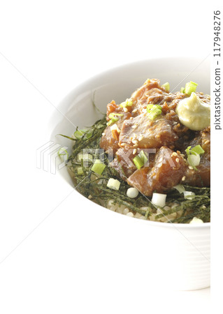 Black porgy miso rice bowl photographed on white background Black porgy miso rice bowl photographed on white background 117948276