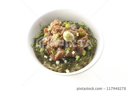 Black porgy miso rice bowl photographed on white background Black porgy miso rice bowl photographed on white background 117948278
