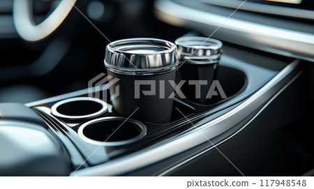 Top Notch Beverage Holder Designed for Car Displayed in luxury Car Interior Top Notch Beverage Holder Designed for Car Displayed in luxury Car Interior 117948548